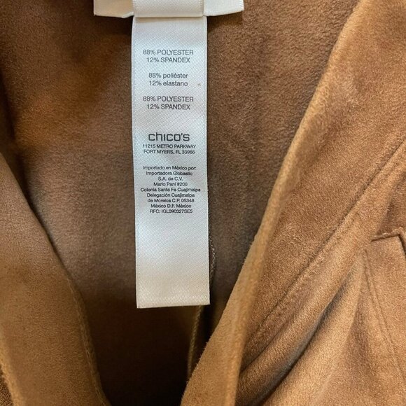 CHICO'S Wide Leg Cropped Pants Beige Tan Faux Suede Chicos Size 3 US 16 - Picture 4 of 6